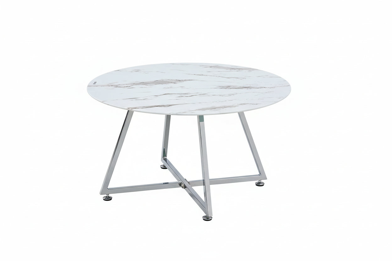 0 3959.jpg Table Basse Heloise Ronde Métal Chrome Céramique Effet Marbre Blanc D80xH45 cm