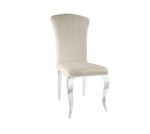 Lot de 6 Chaises baroque LOUIS Chrome Velours Beige