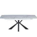 Table Extensible Bianca Métal Noir Céramique Blanc