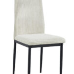 Lot de 4 Chaises Klarna Tissu Côtelé Écru Pieds Métal Noir