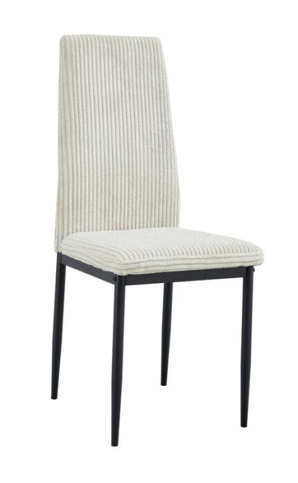 Lot de 4 Chaises Klarna Tissu Côtelé Écru Pieds Métal Noir