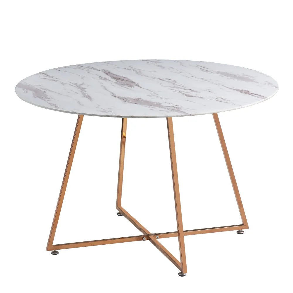 0 4015.jpg Table à Manger Ronde Héloïse Verre Marbré Blanc Pied Rose Gold D120x75 cm