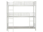 Lit Superposé Triple Métal Blanc 3 Couchages 90x190 cm
