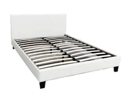 Lit Melbourne Simili Cuir Blanc Sommier Intégré 160x200 cm