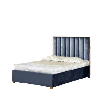 Lit Tony Velours Gris Foncé Sommier Inclus 140x190 cm