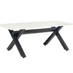 Table Basse Ixe Métal Chromé Plateau Verre Marbré Blanc 120x60x45 cm
