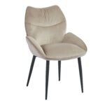 Lot de 2 Chaises Velours Taupe LOHA Pieds Métal Noir