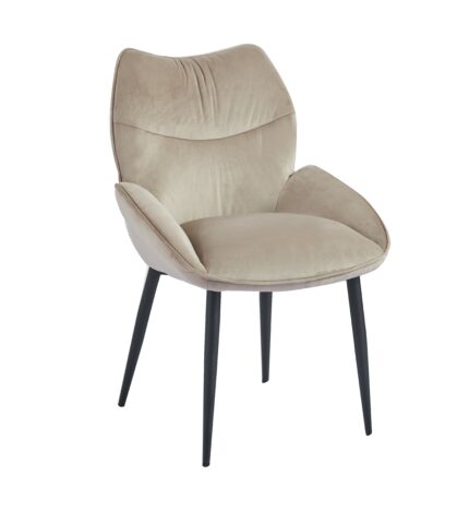 Lot de 2 Chaises Velours Taupe LOHA Pieds Métal Noir