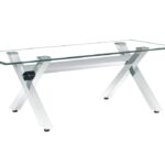 Table Basse Ixe Verre Trempé Transparent Métal Chromé 120x60x45 cm
