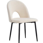 Lot de 4 chaises TEDDY métal noir velours - Doudou beige