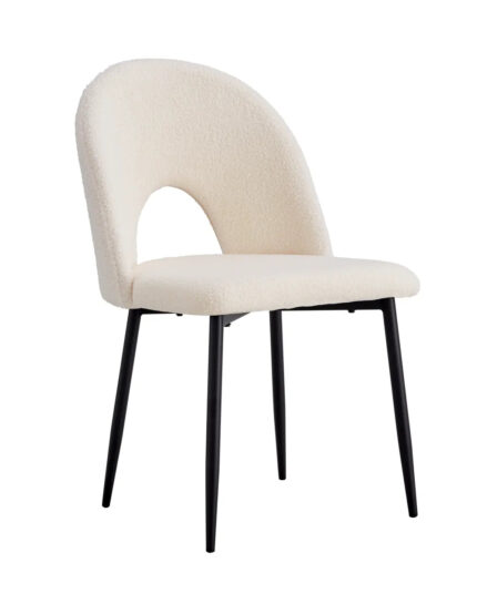 Lot de 4 chaises TEDDY métal noir velours - Doudou beige