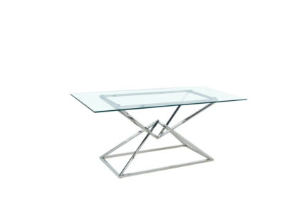 Table à Manger Pyramide Verre Transparent Pieds Chrome 150x90x75 cm
