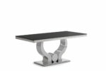 Table à Manger Trofy Verre Noir Pieds Métal Chrome 180x90 cm