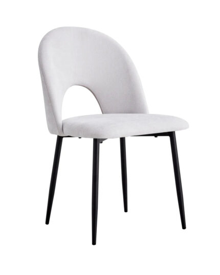 Lot de 2 chaises TEDDY métal noir velours - Chenille gris