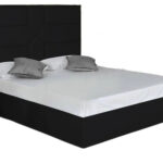 Lit Gold Mark Similicuir Noir Sommier Intégré 140x190 cm