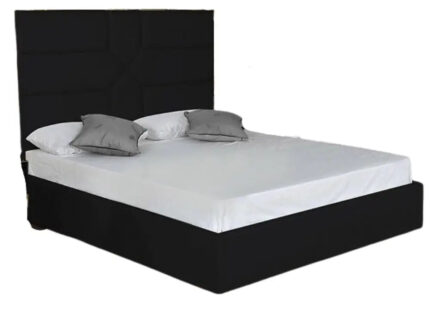 Lit Gold Mark Similicuir Noir Sommier Intégré 140x190 cm