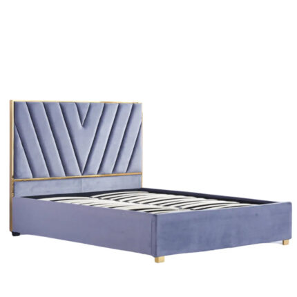 Lit Adulte Vera Velours Gris 140x190 cm Sommier Intégré
