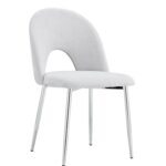 Lot de 4 chaises TEDDY Chrome velours - Gris clair