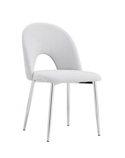 Lot de 4 chaises TEDDY Chrome velours - Gris clair