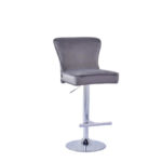 Lot 2 Tabourets de Bar Gabrielle Velours Anthracite Pieds Chrome Hauteur Assise 65cm