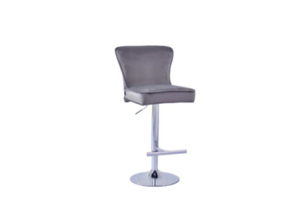 Lot 2 Tabourets de Bar Gabrielle Velours Anthracite Pieds Chrome Hauteur Assise 65cm