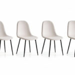 Lot de 4 Chaises scandinaves velours beige métal noir 43,5x40x87cm