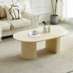 Table Basse Ovale Terra Travertin Beige Design