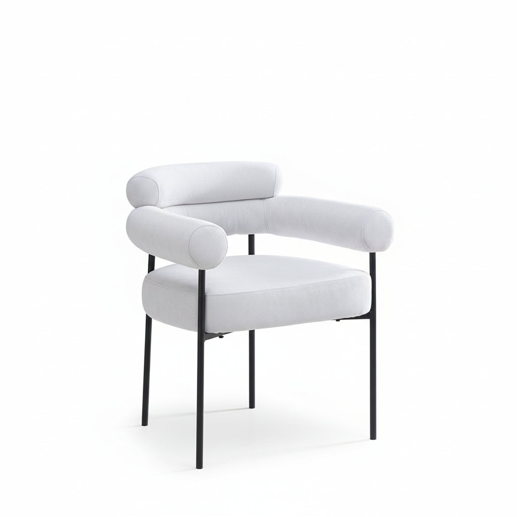 0 4184.jpg Lot 2 Chaises Salle à Manger Serge Gris Avec Accoudoirs 72x60x77cm Métal Noir