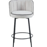 Lot 2 Tabourets de Bar Cathy Écru Pieds Métal Noir