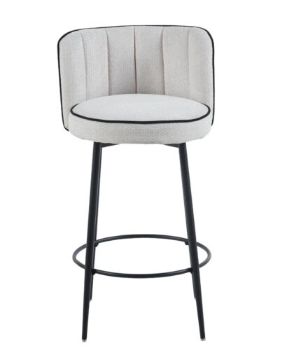 Lot 2 Tabourets de Bar Cathy Écru Pieds Métal Noir