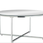 Table Basse Ronde LORIE Verre Trempé Miroir Métal Chrome D90x45 cm
