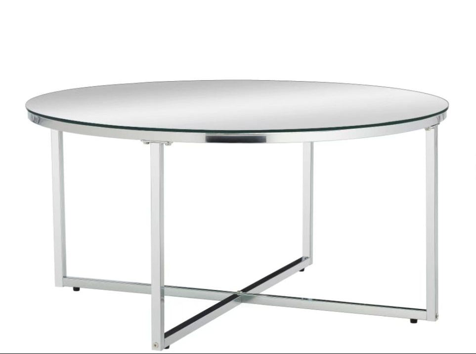 0 4189.jpg Table Basse Ronde LORIE Verre Trempé Miroir Métal Chrome D90x45 cm