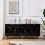 Buffet Baroque Marbre Noir 4 Portes 180x40x80 cm