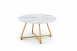 Table Basse Ronde Heloise Céramique Effet Marbre Blanc Métal Doré D80xH45 cm