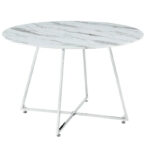 Table à Manger Ronde Heloise Marbré Blanc Chrome 120 cm