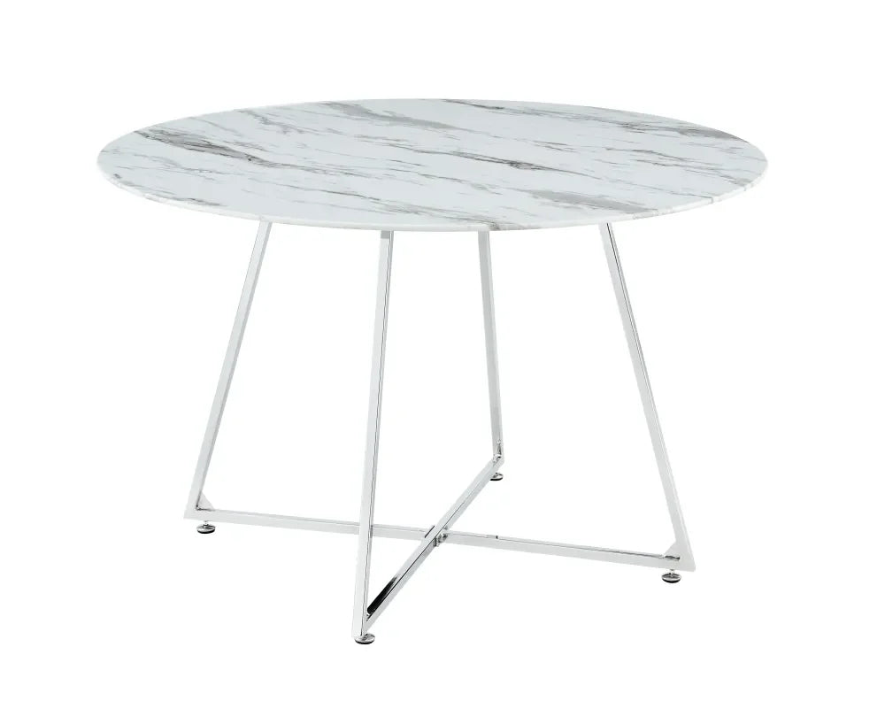 0 4199.jpg Table à Manger Ronde Heloise Marbré Blanc Chrome 120 cm
