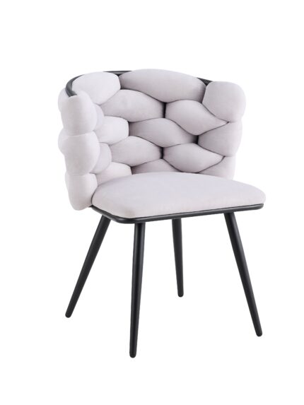 Lot de 2 Chaises Salle à Manger Tissu Gris Dossier Tressé 60x60x77 cm