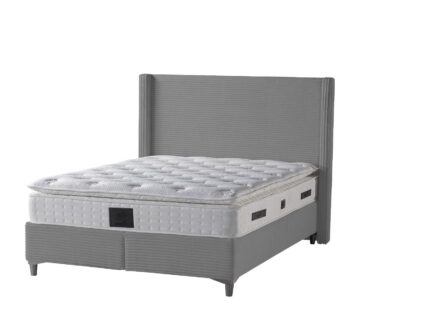Lit Coffre Venus Velours Côtelé Taupe 140x190 cm