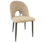 Lot de 4 chaises TEDDY métal noir velours - Chenille moka