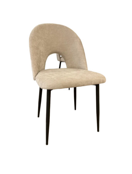 Lot de 4 chaises TEDDY métal noir velours - Chenille moka