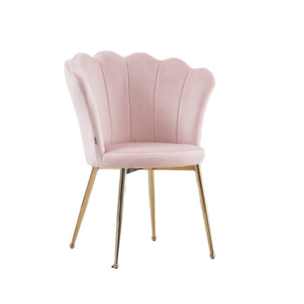 Lot de 2 Chaises NYMPHEA Velours Rose Pieds Dorés