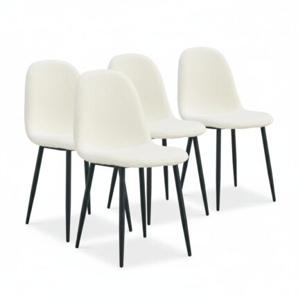 Lot de 4 scandinaves doudou molletonné pied noir 43,5x40x87cm