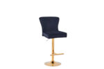 Lot 2 Tabourets de Bar Gabrielle Velours Noir Pieds Gold Hauteur Assise 65cm