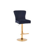 Lot 2 Tabourets de Bar Gabrielle Velours Noir Pieds Gold Hauteur Assise 65cm