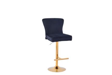 Lot 2 Tabourets de Bar Gabrielle Velours Noir Pieds Gold Hauteur Assise 65cm