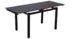 Table Extensible Bora Verre Trempé Noir Pieds Métal 110/170 cm