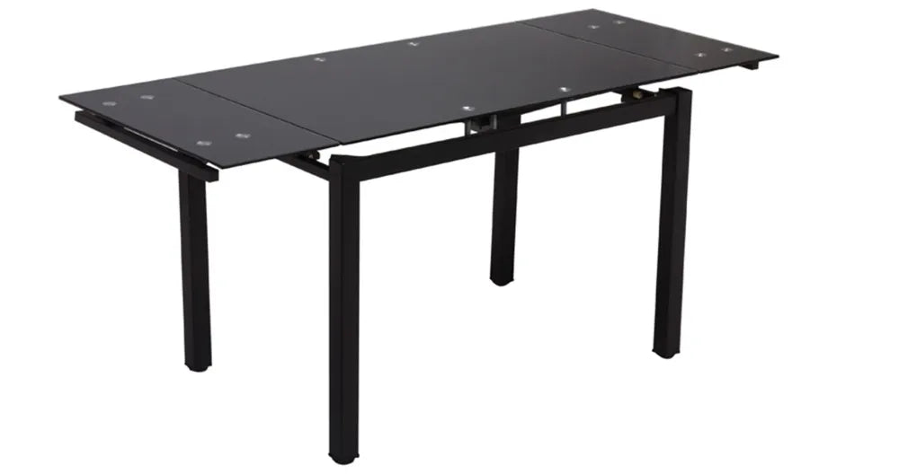 0 4234.jpg Table Extensible Bora Verre Trempé Noir Pieds Métal 110/170 cm