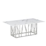 Table Basse Portofino Chrome Marbre Blanc 120x70x45 cm