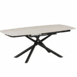 Table Repas Extensible Nysa Céramique Travertin Blanc 129/189 cm