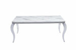Table à Manger Baroque Verre Effet Marbre Blanc Pieds Chrome 180x90 cm